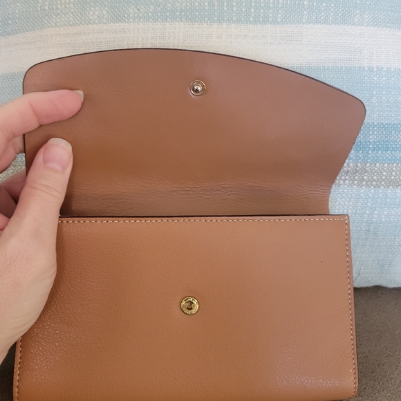 Halogen Nordstrom Pebbled Leather Wristlet Purse Wallet Tan - Picture 5 of 11